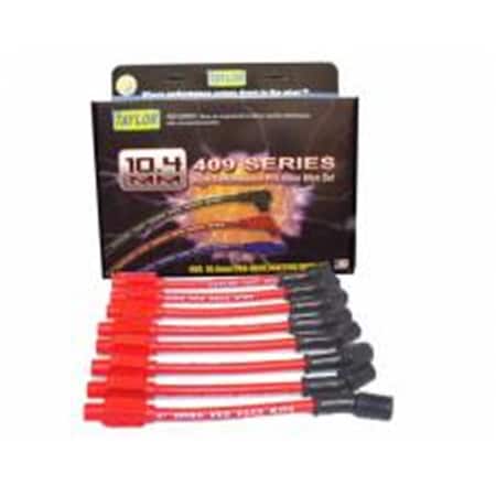 Taylor 10.4 mm Red 409 Pro Race Spark Plug Wire Set for Factory Style Boots & Terminals TAY79203